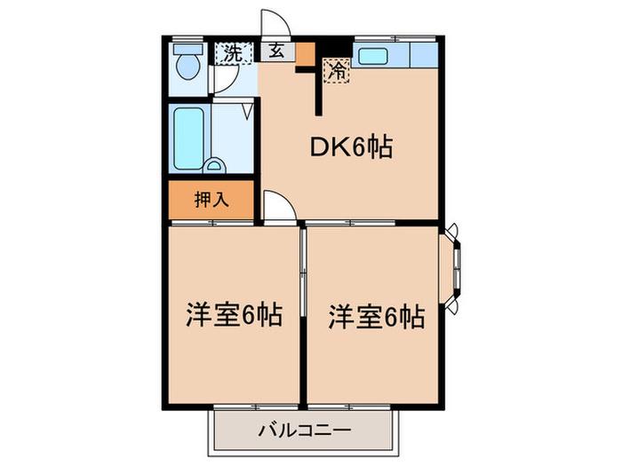 エステートピア久末III(2DK/2階)の間取り写真
