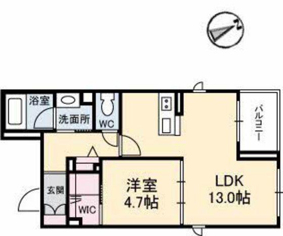 アヴェニール・ラディウ平和大通(1LDK/3階)の間取り写真