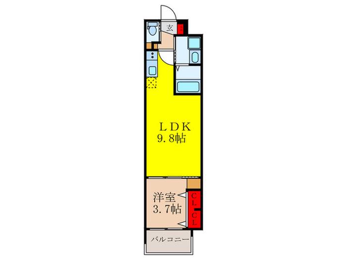 スプランディッド江坂DUE(1LDK/5階)の間取り写真