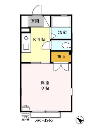 クレールキドワキ(1K/1階)の間取り写真