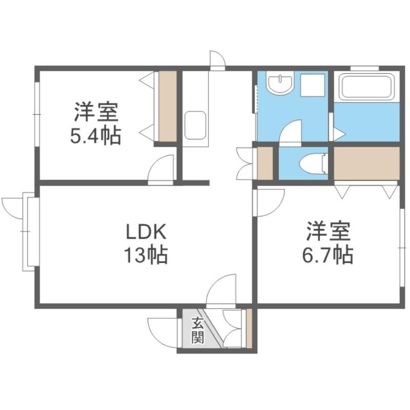 フィネ元町(2LDK/1階)の間取り写真