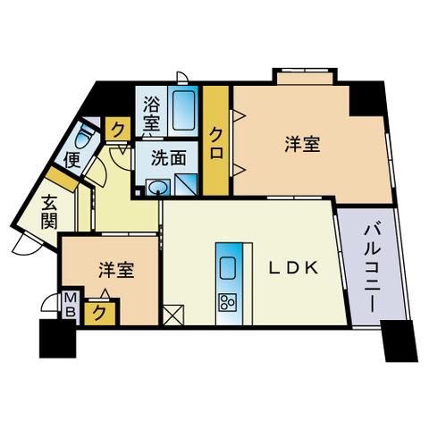 ギャラクシー南福岡(2LDK/12階)の間取り写真