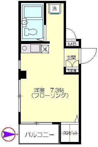ノクティエイチII(ワンルーム/3階)の間取り写真