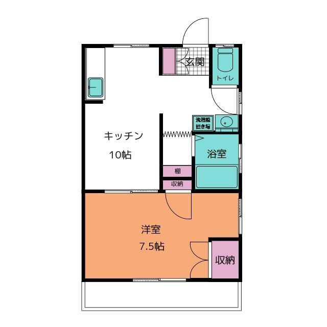 ホワイト兼松(1LDK/1階)の間取り写真
