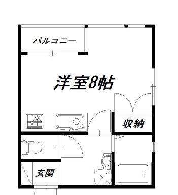 ポインセチア西ヶ崎(1K/2階)の間取り写真