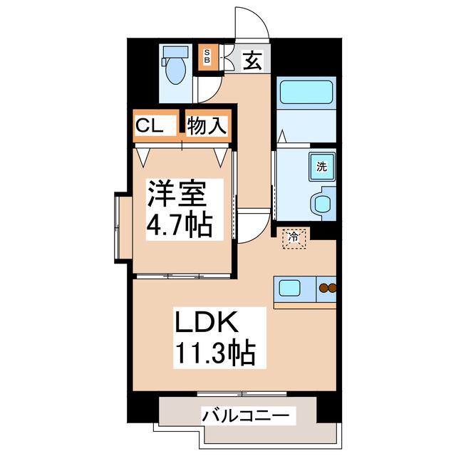 フォレストトップ大津(1LDK/5階)の間取り写真