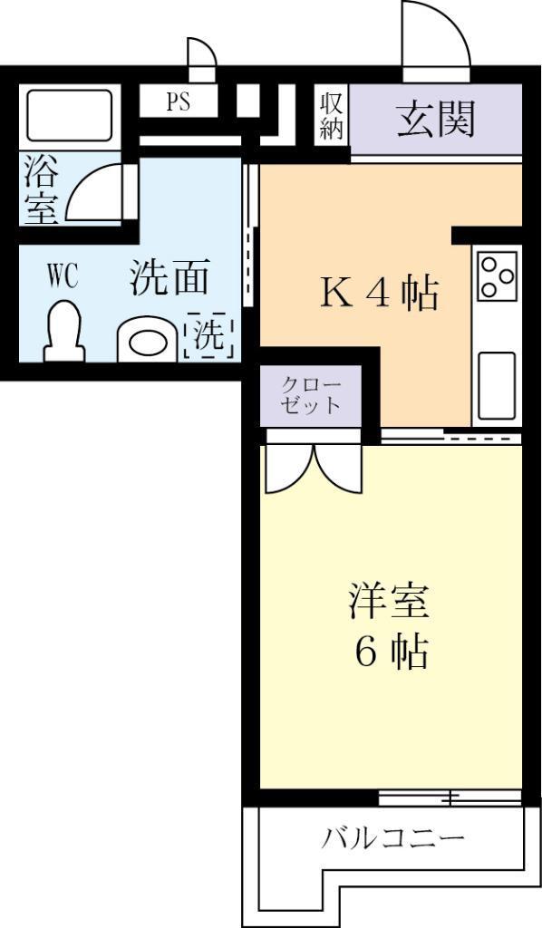コーキビル(1K/3階)の間取り写真