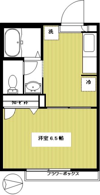 A.トエンティワン(1K/1階)の間取り写真