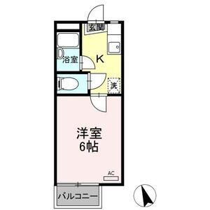 奥田アパートメントII(1K/2階)の間取り写真