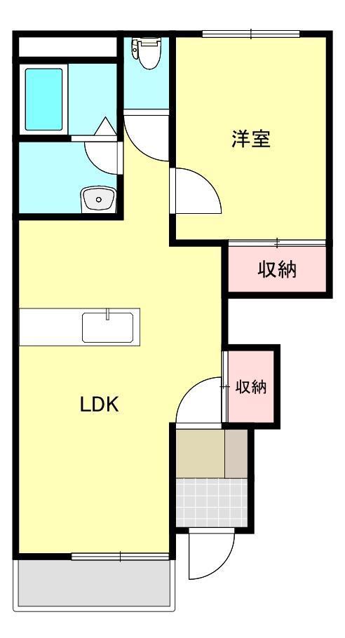 プレサス新白河(1LDK/1階)の間取り写真