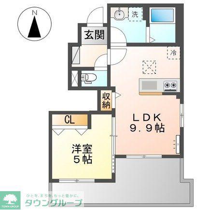 カサ デ クラシオン(1LDK/1階)の間取り写真