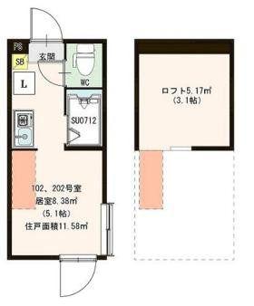 ハーモニーテラス栄町IV(ワンルーム/1階)の間取り写真