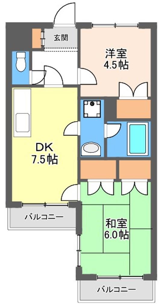 エクセレント1(2DK/3階)の間取り写真