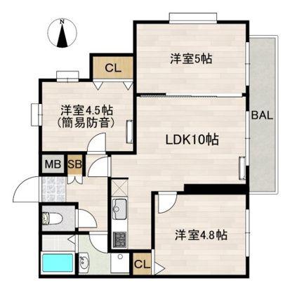 グリーンシティみその(3LDK/5階)の間取り写真