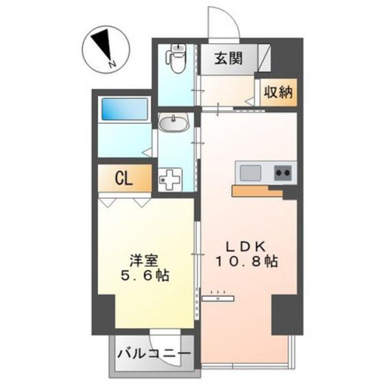 シエスタ舟入南(1LDK/8階)の間取り写真