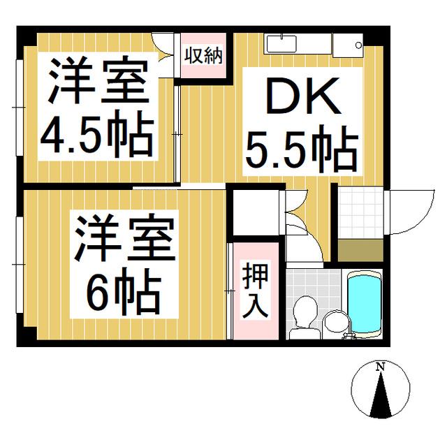 M&Kハイツ(2DK/3階)の間取り写真