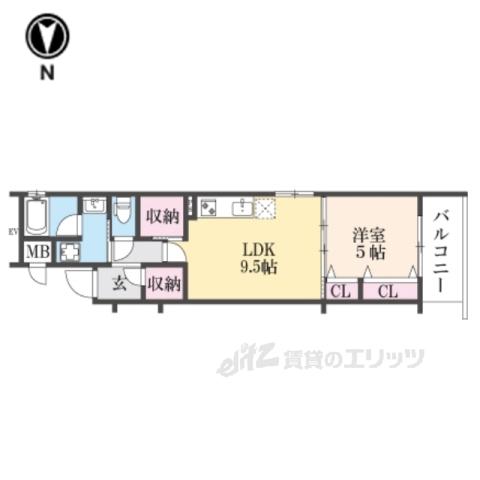 ベラジオ雅び京都烏丸西(1LDK/4階)の間取り写真