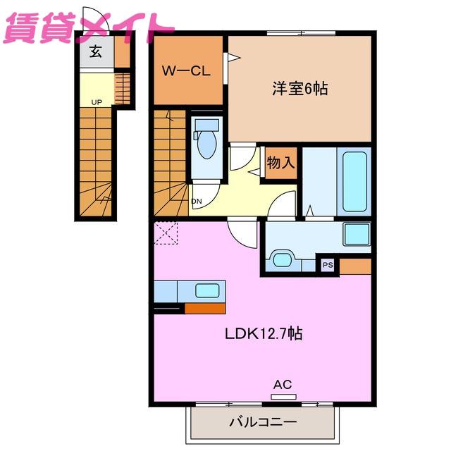 コージーコート東方(1LDK/2階)の間取り写真