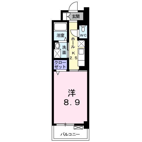 ヴェルジール市野谷(1K/3階)の間取り写真