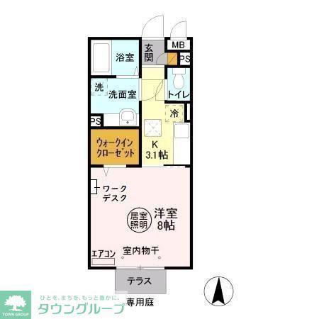 プリモ フィオーレ(1K/1階)の間取り写真