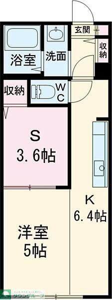 ウィザードI(1SK/1階)の間取り写真
