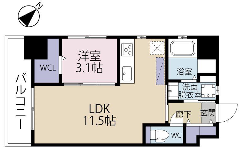 FLATS別院(1LDK/4階)の間取り写真