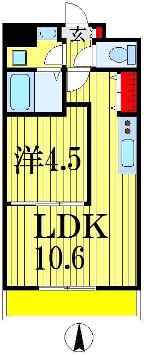 レオール新千葉(1LDK/4階)の間取り写真