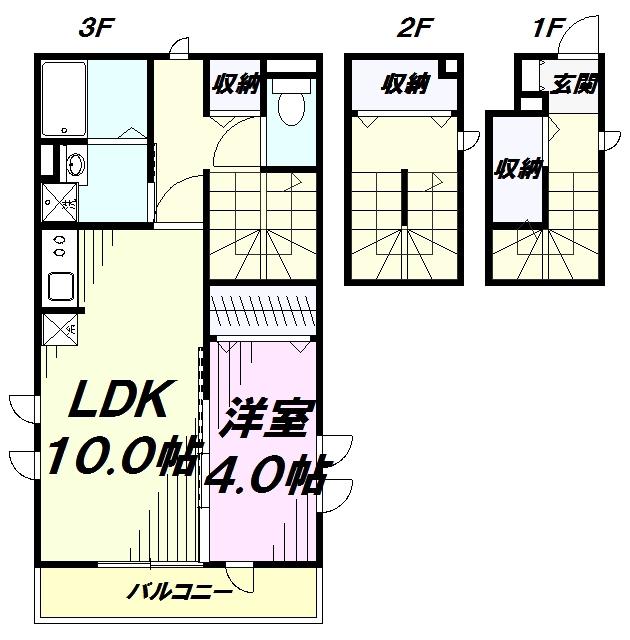 サンスマイル大和田イースト(1LDK/3階)の間取り写真