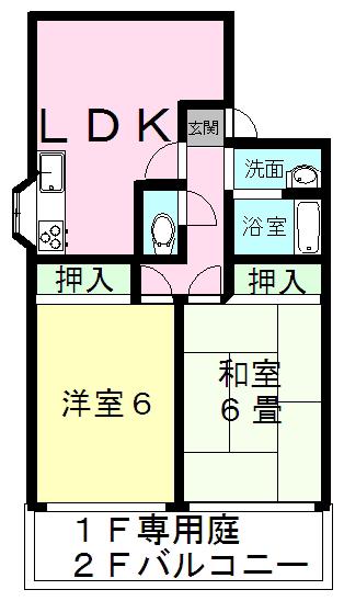 アーバニティ第3ハイツ(2LDK/1階)の間取り写真