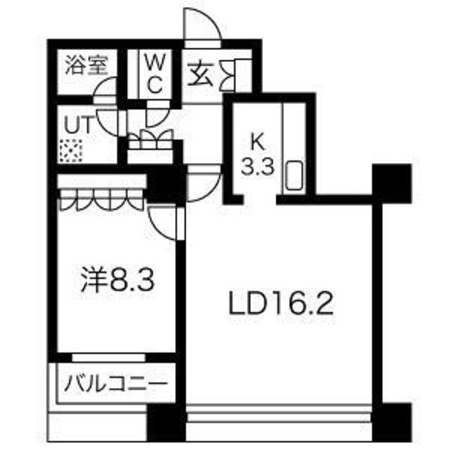グランパークハイツ(1LDK/8階)の間取り写真