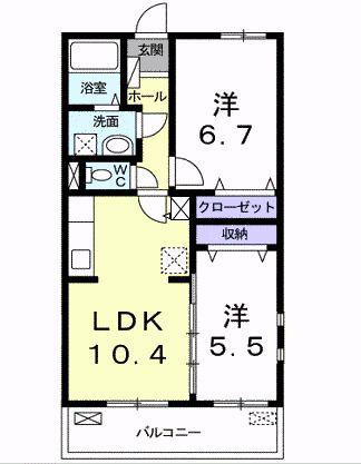 LUNA LAPIN 2(2LDK/2階)の間取り写真