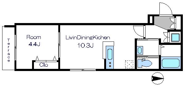 ラ ボンボニエール(1LDK/1階)の間取り写真