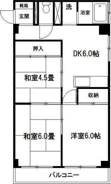 末広ビル(3DK/4階)の間取り写真