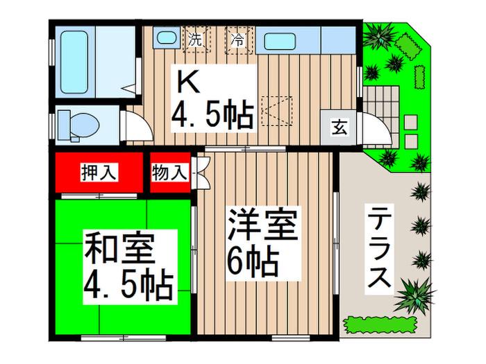 本町ドエル(2K/1階)の間取り写真