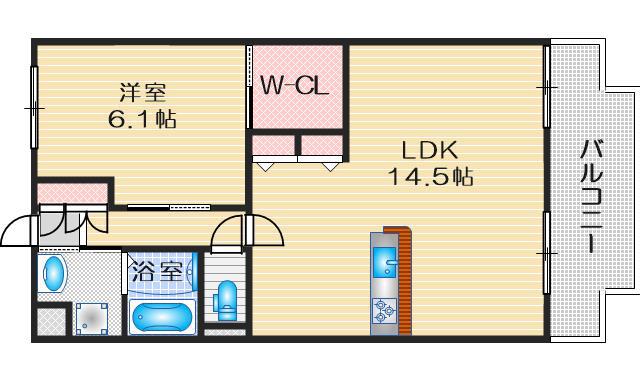 エデラ・カーサ(1LDK/1階)の間取り写真
