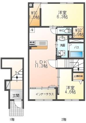 ルーチェ・グランデ(2LDK/2階)の間取り写真