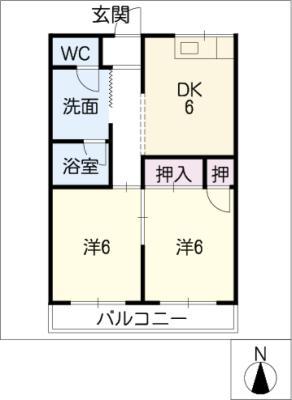 ストークヒル大惣(2DK/1階)の間取り写真