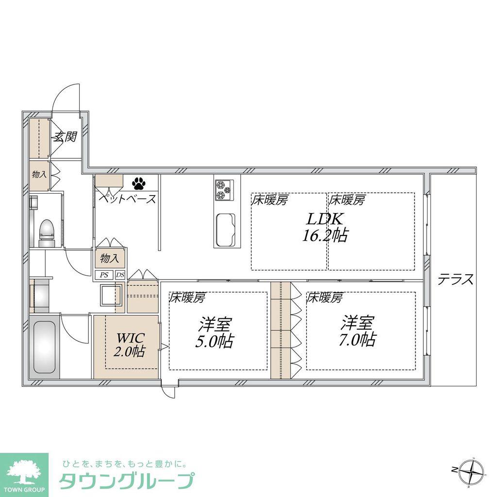 CASA HIYORIE(2LDK/1階)の間取り写真
