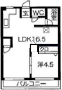 万長ビル(1LDK/4階)の間取り写真