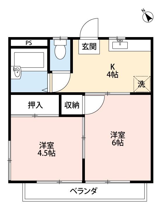 ヤマジンハイツⅢ(2K/1階)の間取り写真