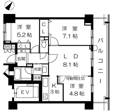 メゾン六甲篠原(3LDK/4階)の間取り写真