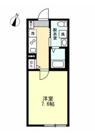 グラシア長津田(1K/1階)の間取り写真