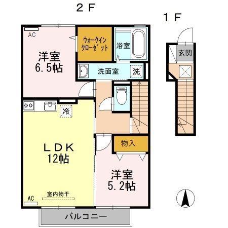 グランドソレーユ(2LDK/2階)の間取り写真