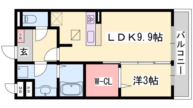 セジュール町坪(1LDK/2階)の間取り写真