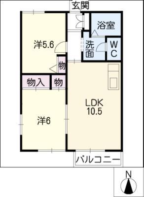 エクセル青山(2LDK/1階)の間取り写真