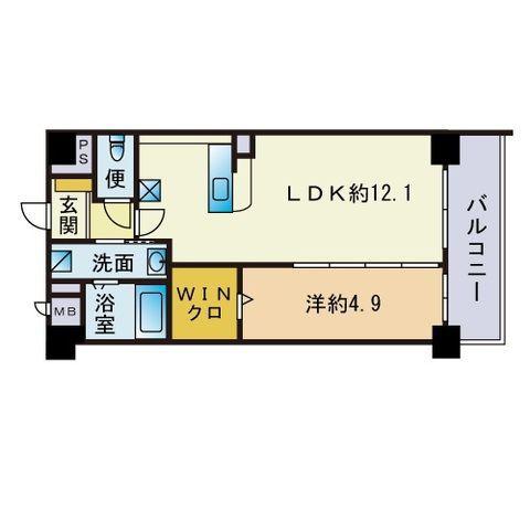 シャルマン土井Ⅱ(1LDK/1階)の間取り写真