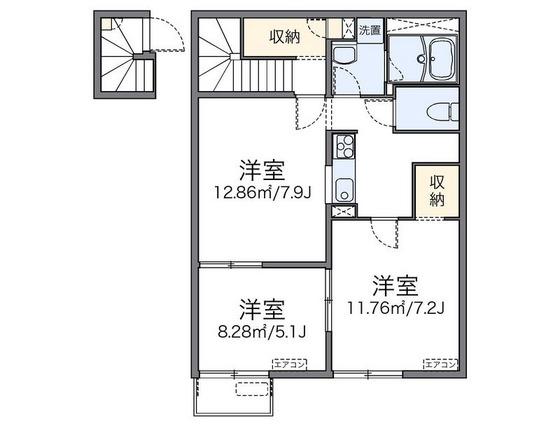 レオパレスウィステリア(2LDK/2階)の間取り写真