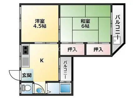 栄マンション(2DK/3階)の間取り写真