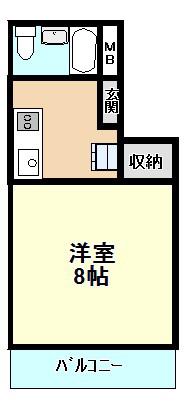 RINON脇浜(1K/2階)の間取り写真