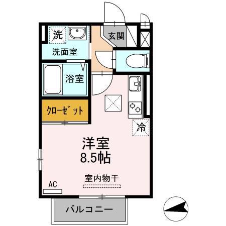 ルミナス五月が丘(ワンルーム/2階)の間取り写真